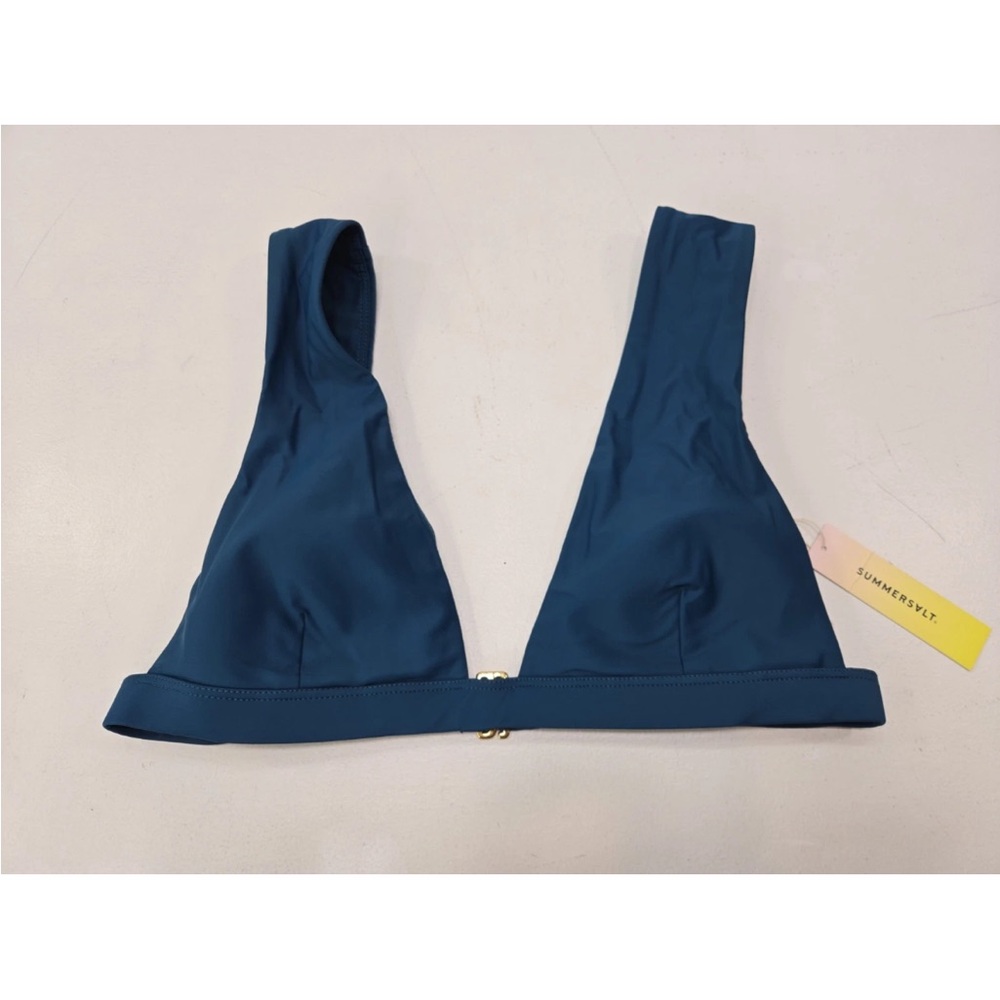 summersalt Teal Blue V-Neck Bikini Top